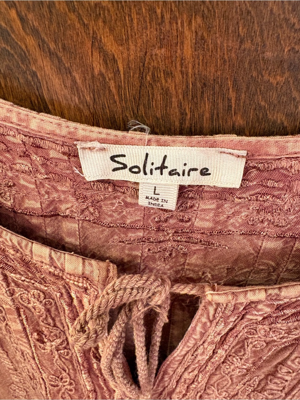 Solitaire Dusty Rose Embroidered Peasant Tunic - Picture 2 of 6